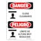 Signmission Safety Sign, OSHA Danger, 7" Height, Close Clearance Bilingual Spanish OS-DS-D-57-VS-1069 - alternate 1